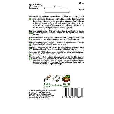 Pietruszka Ołomuńcka późna biały długi korzeń